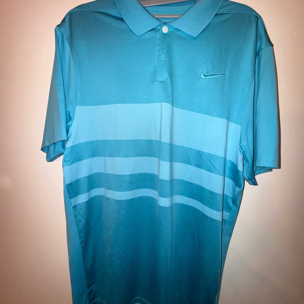 Nike Men's Aqua Striped Polo Shirt